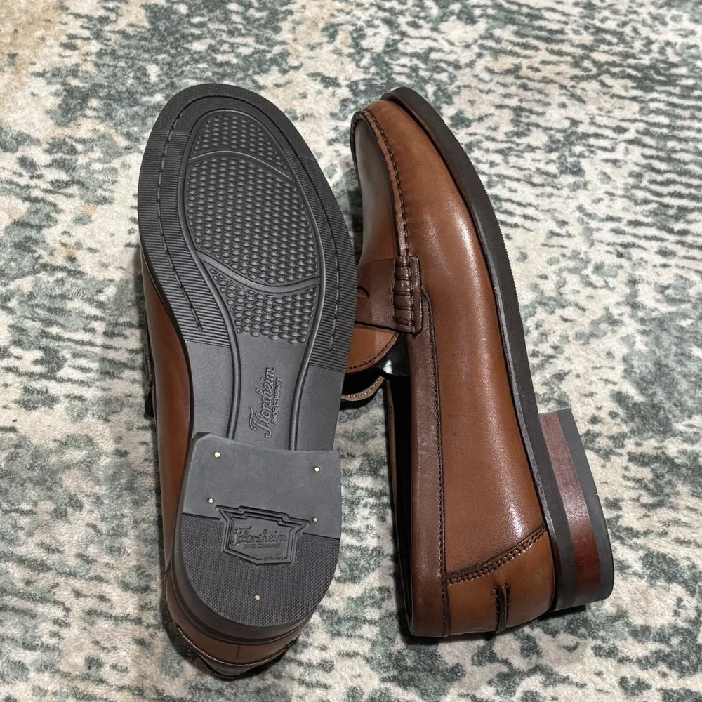 Florsheim Berkley Cognac Smooth Leather Flex Moc Toe Penny Loafer NEW 8.5D